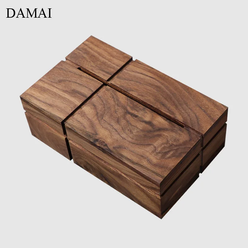

Black Walnut Wood Tissue Boxes Creative Household Living Room Coffee Table Paper Towel Holder Home Decoration Modern Ornaments