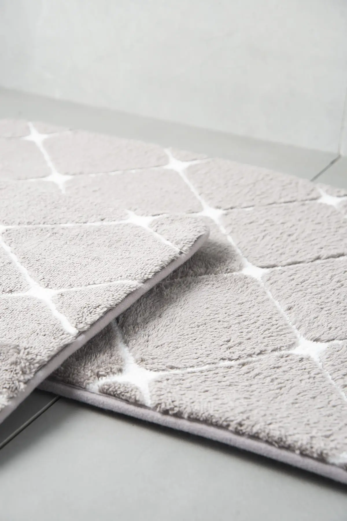 

Tile Polyester Bath Mat Set 60x100 - 50x60 Cm Dark Damson