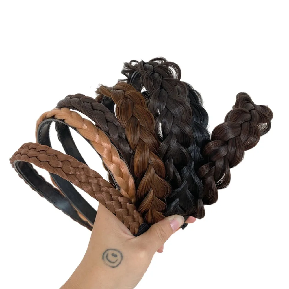 

Non-slip Hair Hoop Hot Sale Wide Braid Thickened Wig Hairband Twist Black Wig Braid Headband Women