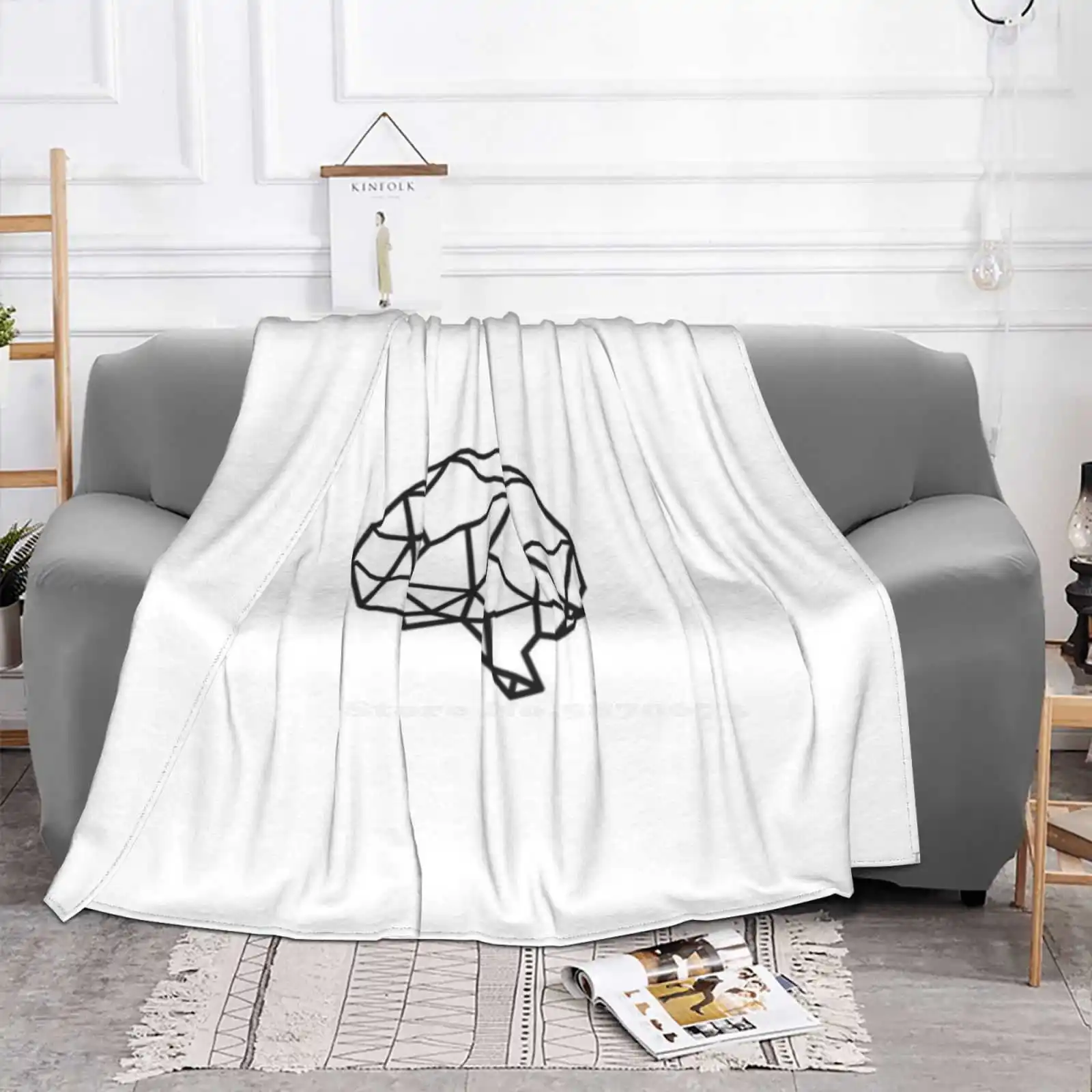 Модное мягкое теплое фланелевое одеяло с большим мозгом подкаст логотипом