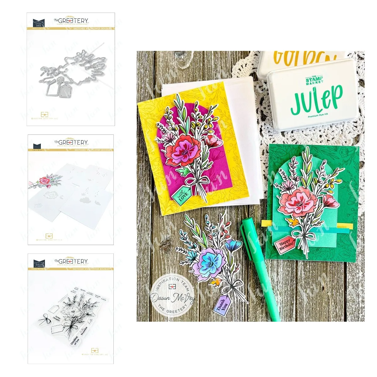 

Flowers Metal Cutting Dies Clear Stamps Stencils for Scrapbooking Album Sketched Wildflower Bouquet Embossing Paper Cards Craft