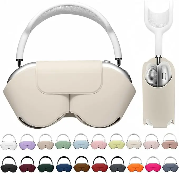 Фото Подходит для Bluetooth-гарнитуры AirPods Max второго поколения, защитный чехол с интеллектуальным отключением питания, высококачественная кожаная сумка для хранения №1