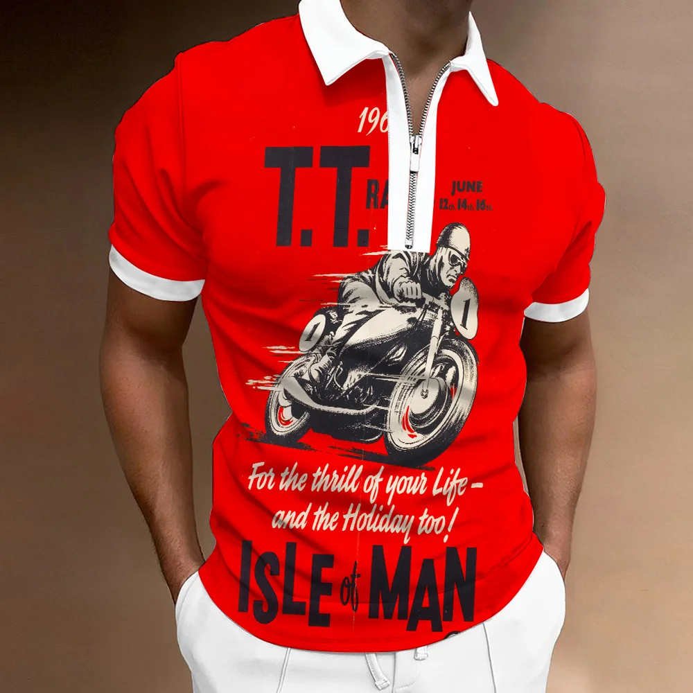 

Summer Polo Shirt Trendy Hip Hop T Shirt Vintage Motorcycle 3D Printing Men Fashion Casual Streetwear Women O Neck Tops Unisex