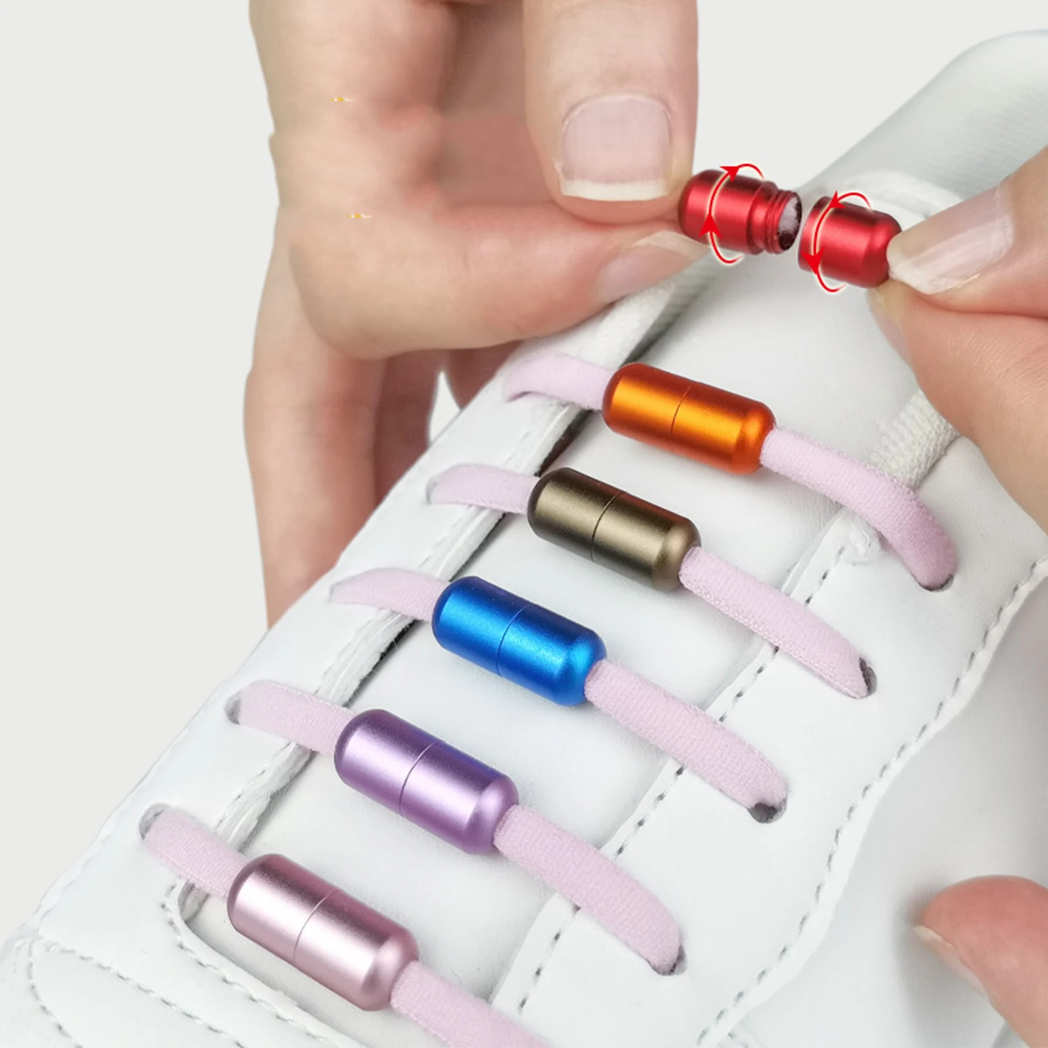 

No Tie Shoelaces Metal Lock Flat Elastic Shoe Laces Buckle For Adults Kids Sneakers Quick Wear Shoe Strings Tool For Lazy Day