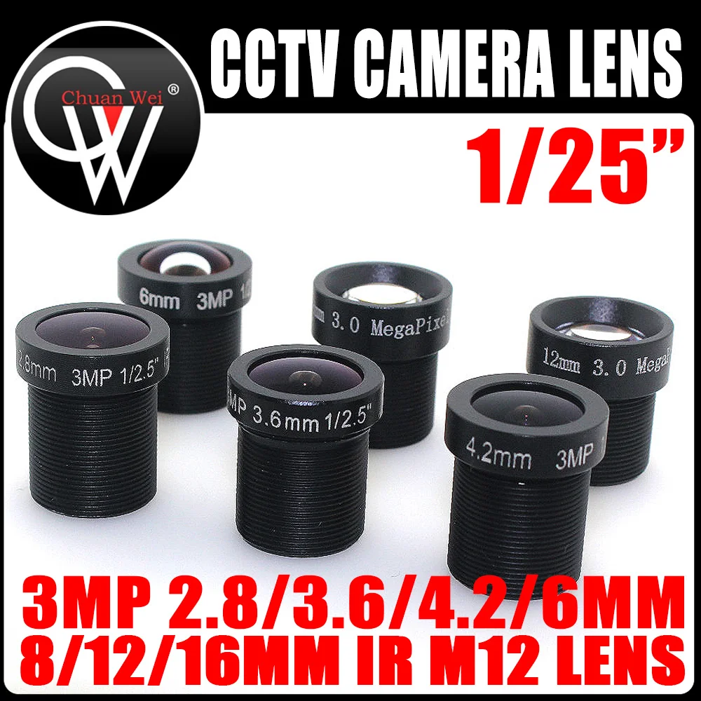 3pcs/lot 3MP 2.8mm  3.6mm 4.2mm 6mm 8mm 12mm lens 1/2.5