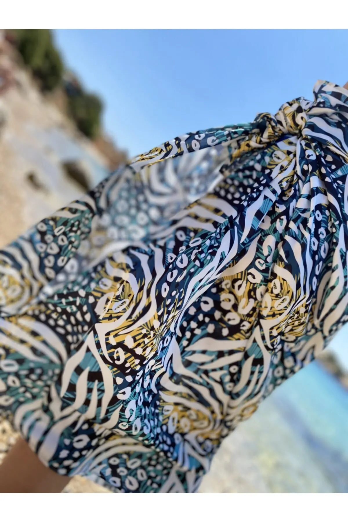 

Women's Pareo Blue Leopard Swimwear Cover Up Dress Sexy Tunic Suit Beachwear Female Beach Bikini Cover Loose Mini Dress