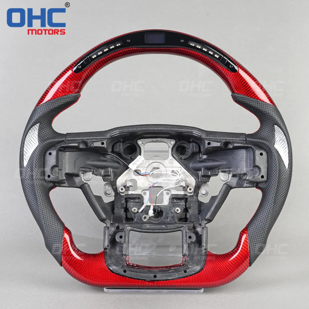 

Для Ford Raptor красное углеродное волокно + перфорированная кожа Светодиодная лампа автомобильный модифицированный руль в сборе