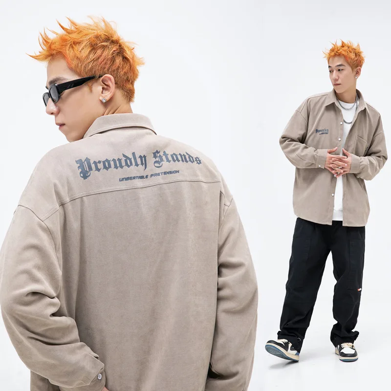 Men's Jacket Long Sleeved Shirt Men's 2022 Autumn New Fashion Fashion Label Loose Shirt Coat Letter Coat Thin Men's Shirts