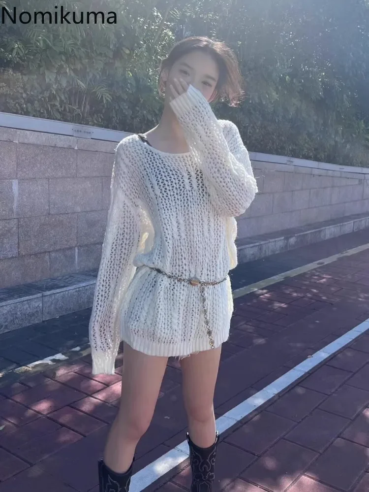 Вязаный тонкий свитер женская одежда Sueter Mujer ажурный джемпер женский модный
