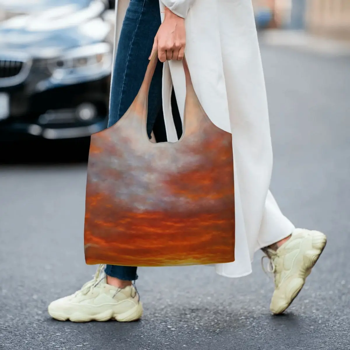 

AColorful Cloud Shopping Bag Inspirational Sunrise Reusable Cloth Outdoor Handbag Woman Fashion Bags
