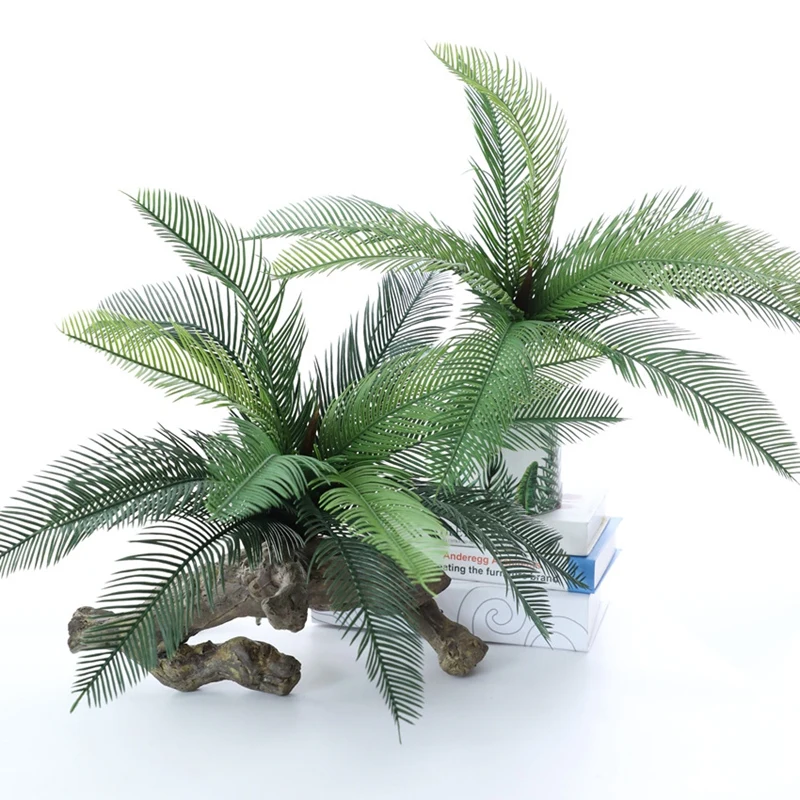 

JFBL Hot 2X Palm Tree Artificial Flowers Plastic Fake Plant Bouquet For Jungle Party New Apartment Decorations Faux Foliage-B
