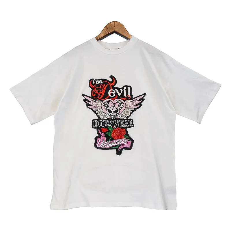 

VETEMENTS T Shirt Men Women 1:1 Skull Rose Embroidered Cotton High Quality Top VTM Oversize T-Shirt