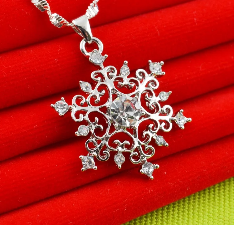

ANGLANG New Fashion Snow White Cubic Zirconia Small Pendant Necklace Silver Color Bijoux Collier Elegant Women Jewelry Gifts