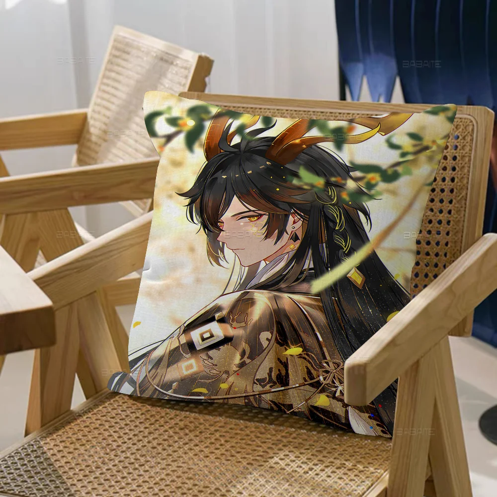 Genshin Impact ZhongLi Morax наволочка декоративная подушка диван домашний декор чехол