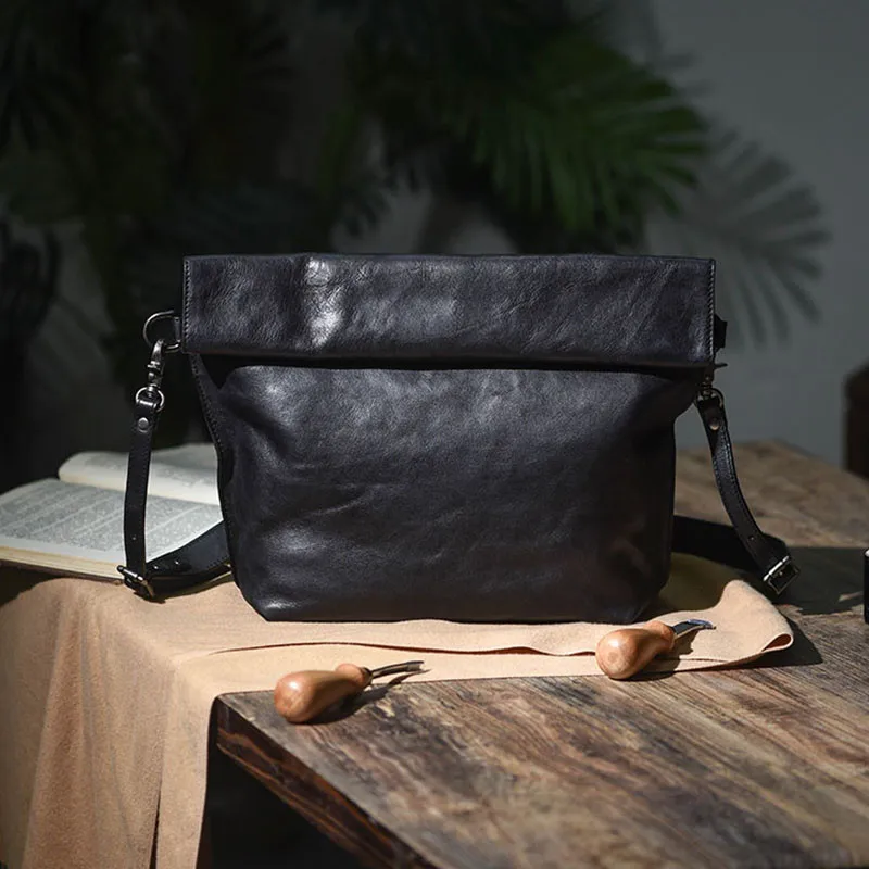 Fashion luxury design natural real leather youth messenger bag daily outdoor ladies unisex soft cowhide Anti-theft shoulder bag