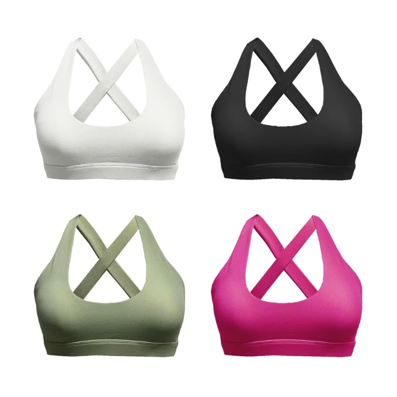 

L93F Sports Bra for Women Padded Seamless High Impact Support Criss-Cross Back Bars