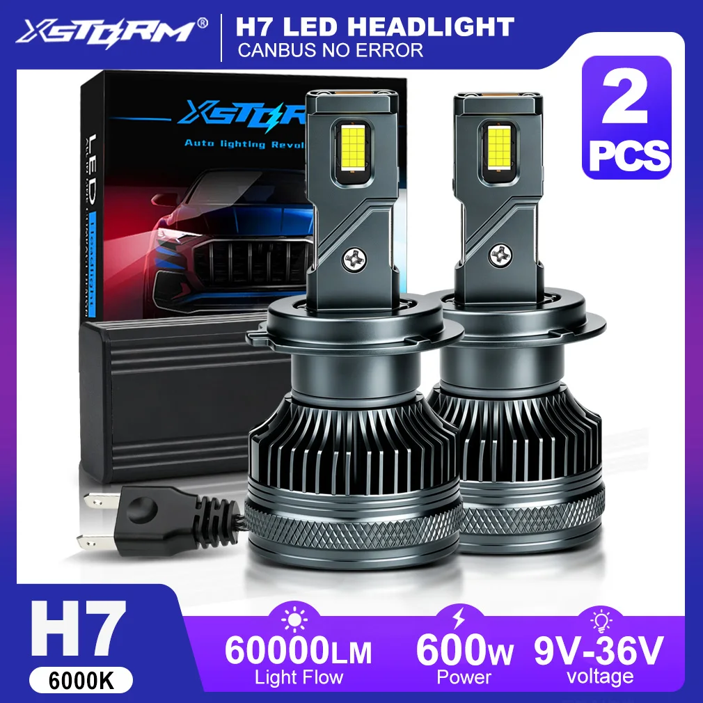 Фото XSTORM H7 LED Light 600W 60000LM LED H4 Автомобильные фары H1 H11 Противотуманные фары Canbus Auto Turbo Lamps Ampoule led h7 Фары 6000K №1