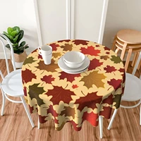 fall tablecloth round 60 inch mustard yellow maple leaves table cover soft wrinkle resistant farmhouse autumn leaf table cloth
