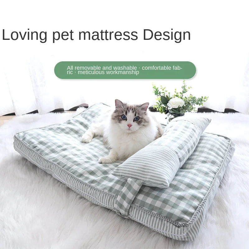 

pets Summer Dog Bed Thick Mat for Dogs Pet Sofa with Pillow for Small Medium Large Dogs Cats Cooling Dog Pad Pet Supplies