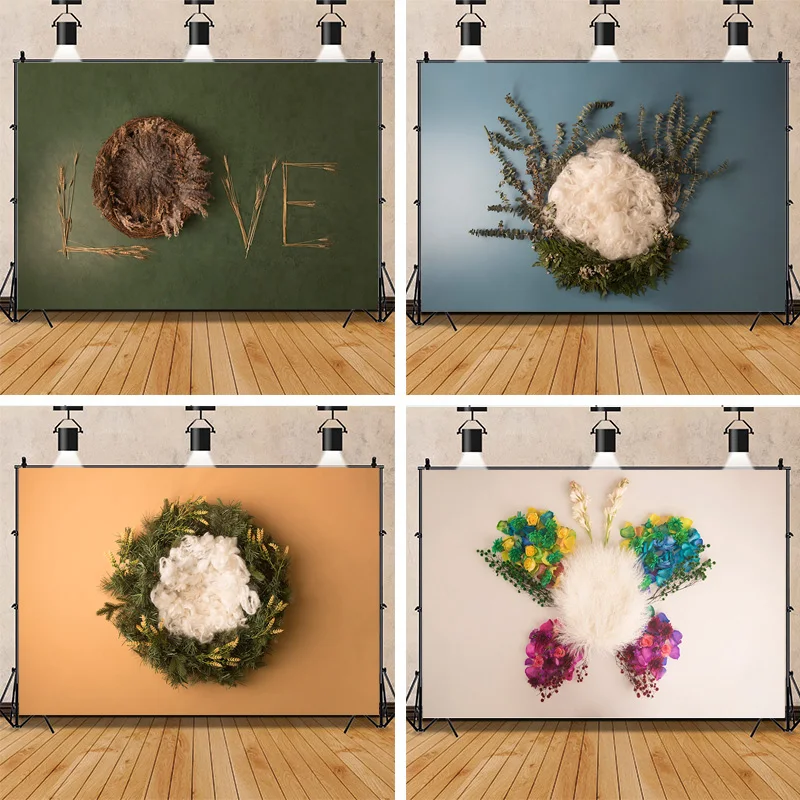 

SHENGYONGBAO Neonatal Portrait Photography Background Flowers Birthday romantic Background Baby Photo Gallery Props BG-07