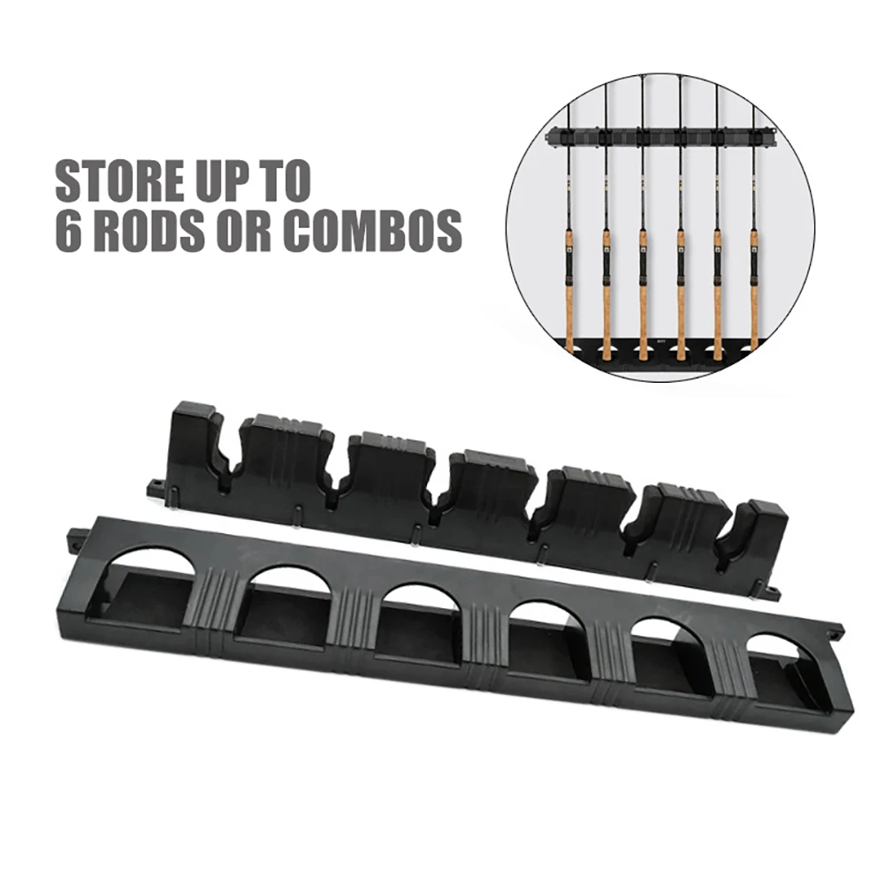 

Fishing Rod Holders 6-Rod Rack Vertical Pole Holder Wall Mount Modular For Garage Fishing Pole Display Stand Fixed Frame