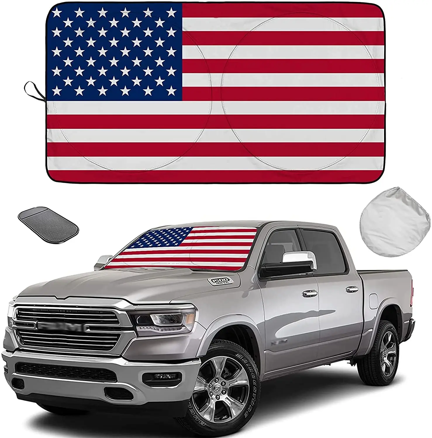 

SEPORUD Windshield Sun Shade New American Eagle Flag USA Patriotic Design - Folding Car Front Window Sunshade for Cars SUV Truc