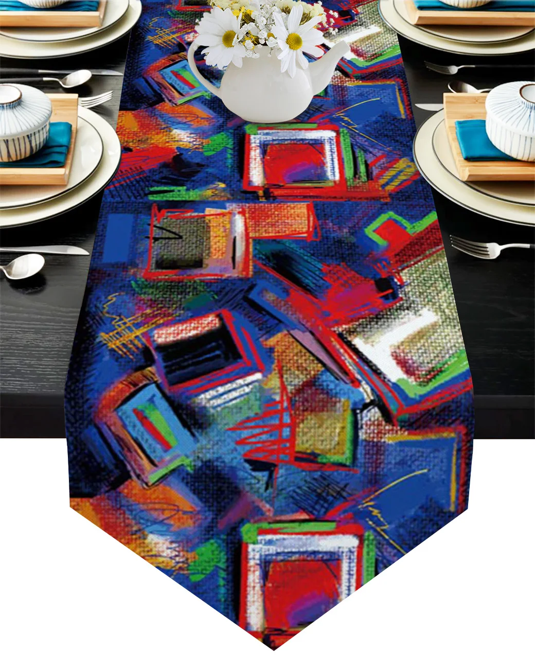 

Граффити линия Акварельная настольная дорожка домашняя искусственная скатерть Свадебная вечеринка Роскошная настольная дорожка s