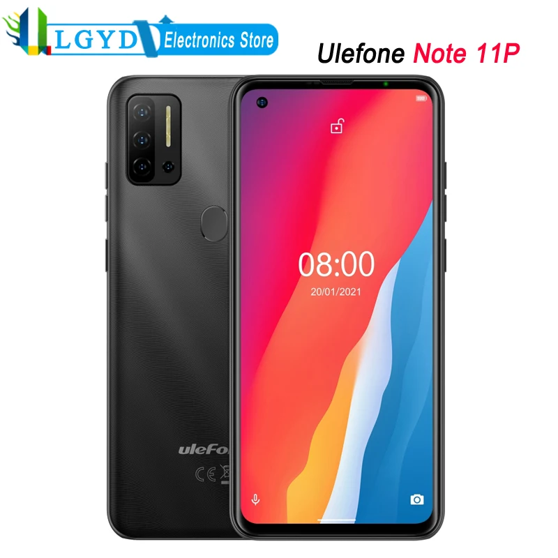 

Ulefone Note 11P Global Version Smart Phone 8GB RAM 128GB ROM 6.55'' Android 11 MTK Helio P60 Octa Dual SIM 4G LTE Face ID 48MP