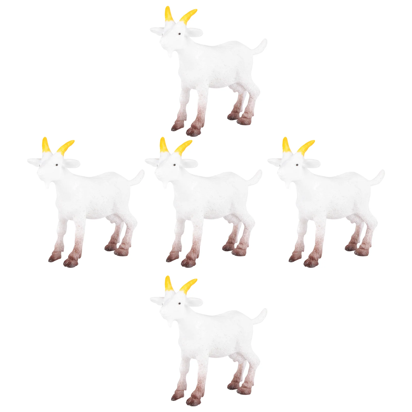 

5 PCS Aries Model Ornament Desk Top Decor Imitated Lamb Vivid Animal White Sheep Plastic Miniature Pvc Simulation