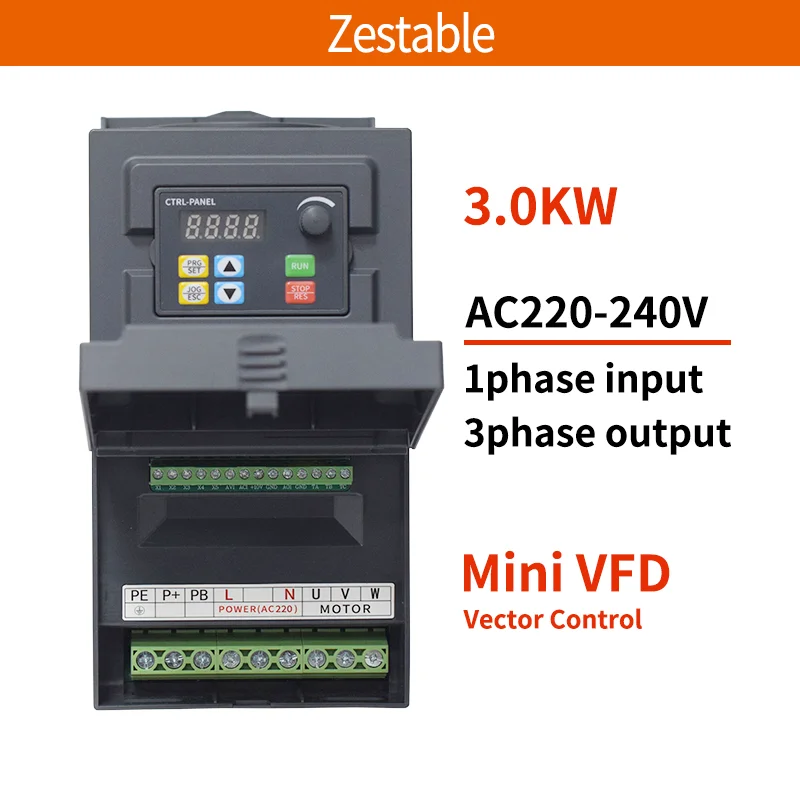

ZA280S 3 кВт 4 л.с. 220 В 1ph вход 3ph выход экономичный VFD частотно-регулируемый привод преобразователь для инвертора управления скоростью двигателя