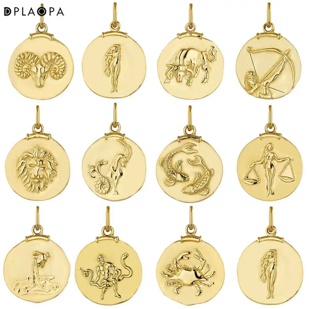 DPLAOPA 925 Sterling Silver Gold Plated Silver Zodiac Pendant Charm For 2022 Best Birthday Gift Rock Puck Luxury Jewelry Party