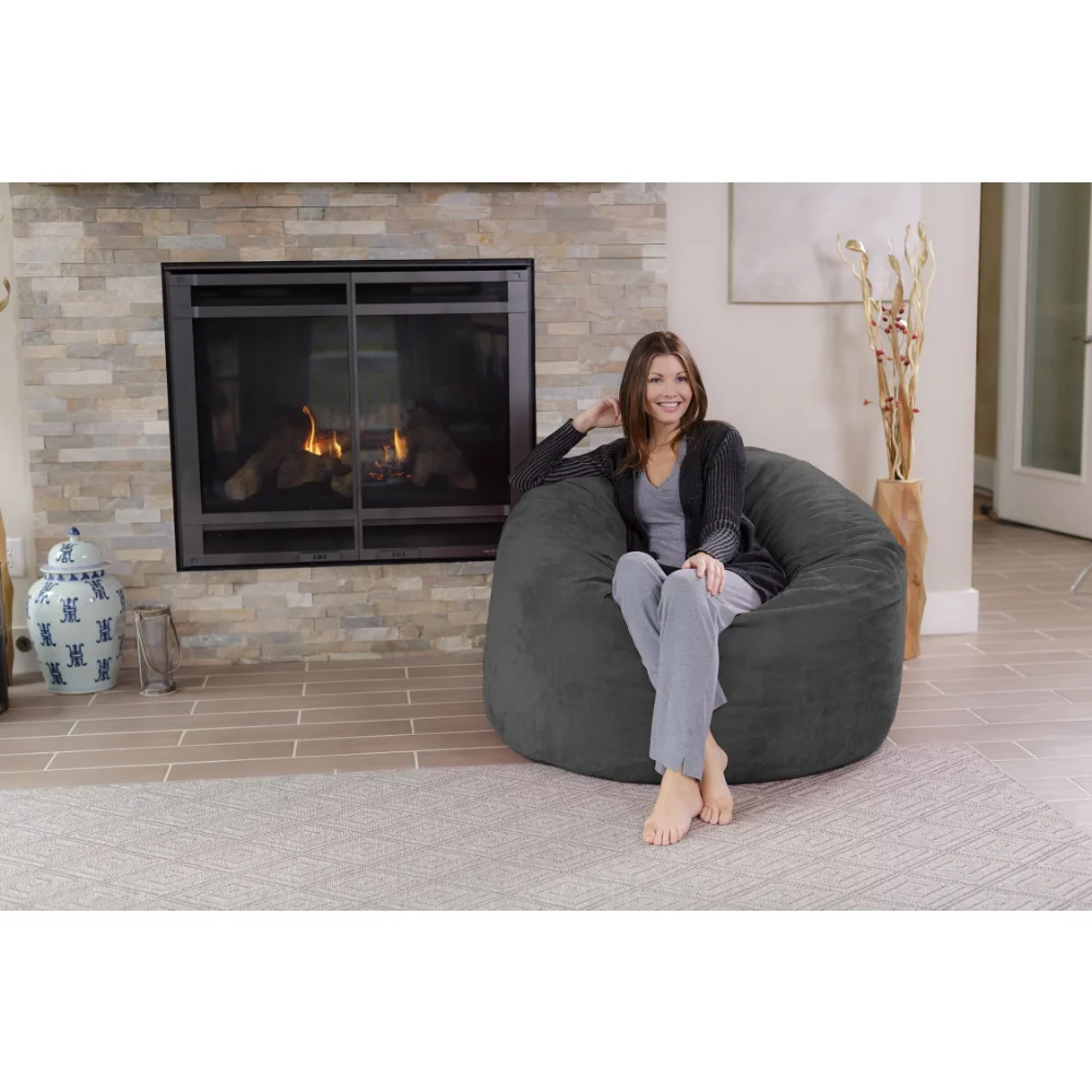 

Chill Sack Bean Bag Chair, Memory Foam Lounger with Microsuede Cover, Kids, Adults, 4 ft, Charcoal