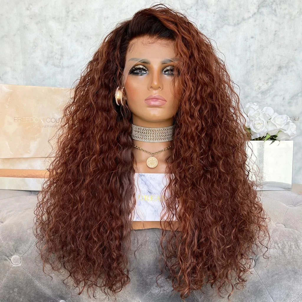 

Плотность 200 толстые волосы Омбре медный коричневый Джерри Кудрявые 13x 6 кружевные передние человеческие волосы парики для женщин естественная линия волос предварительно выщипанные 360 парики