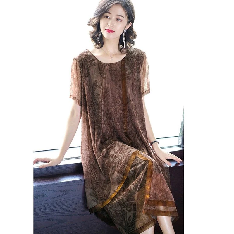 Винтажное сетчатое лоскутное платье для женщин новое летнее свободное большого