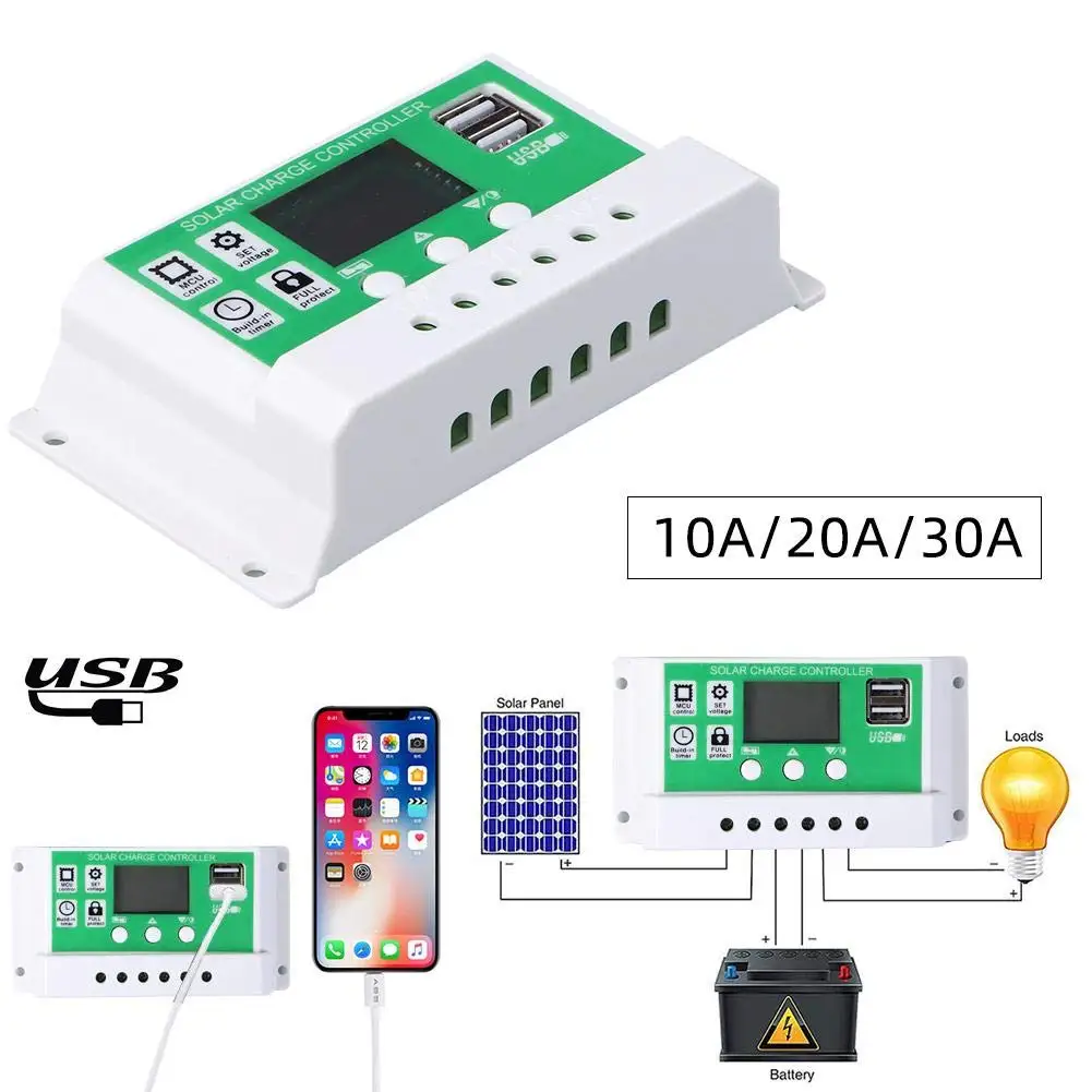 

PowMr 30A 20A 10A Solar Charge Controller Solar Panel 12V 24V Auto Lithium Battery Lead Acid Battery With LCD Dual USB 5V Output