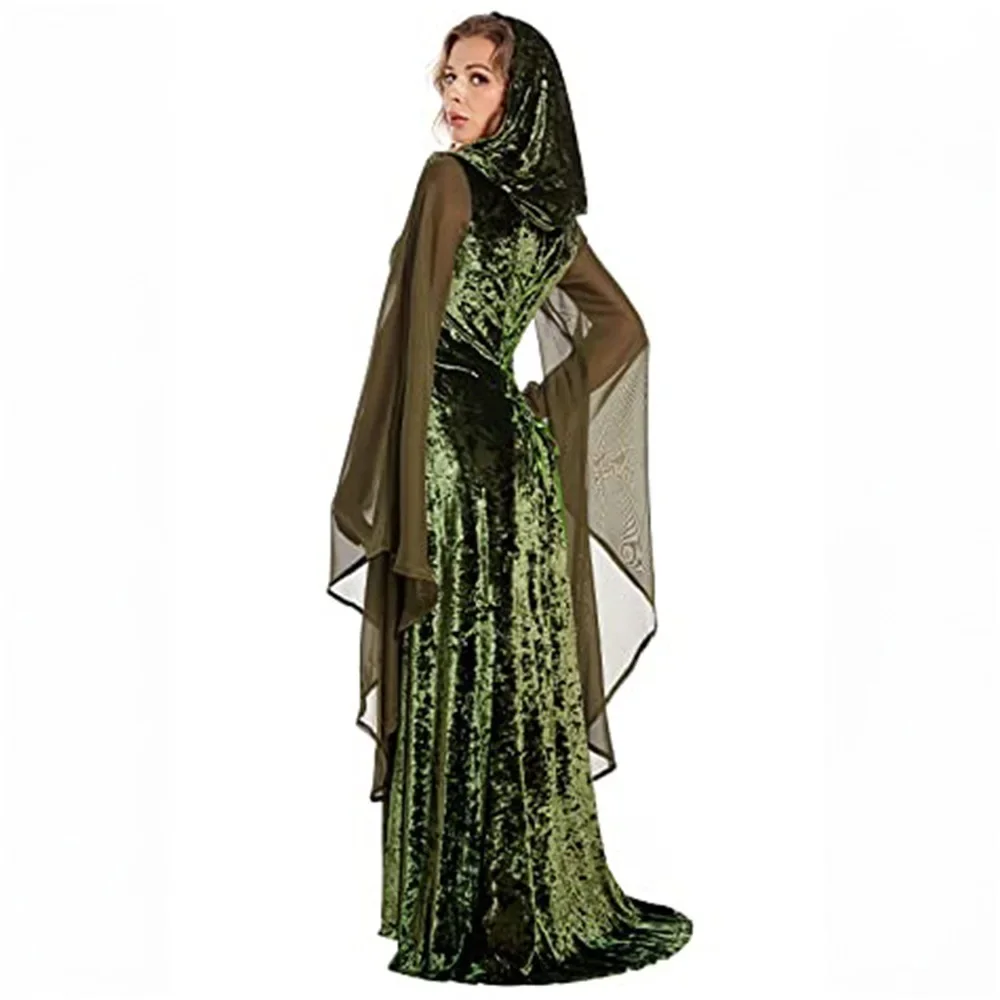 Женский плащ с капюшоном в стиле Ренессанс рукавами-колокольчиками ирландское