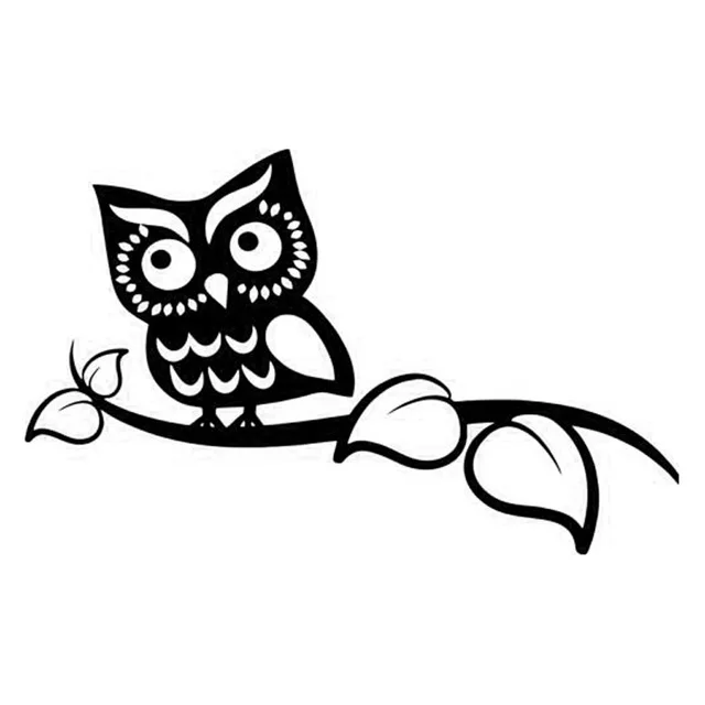 

14.2cm*8.8cm Owl On Branch Bird Cartoon Stickers Decals Vinyl Black/Silver