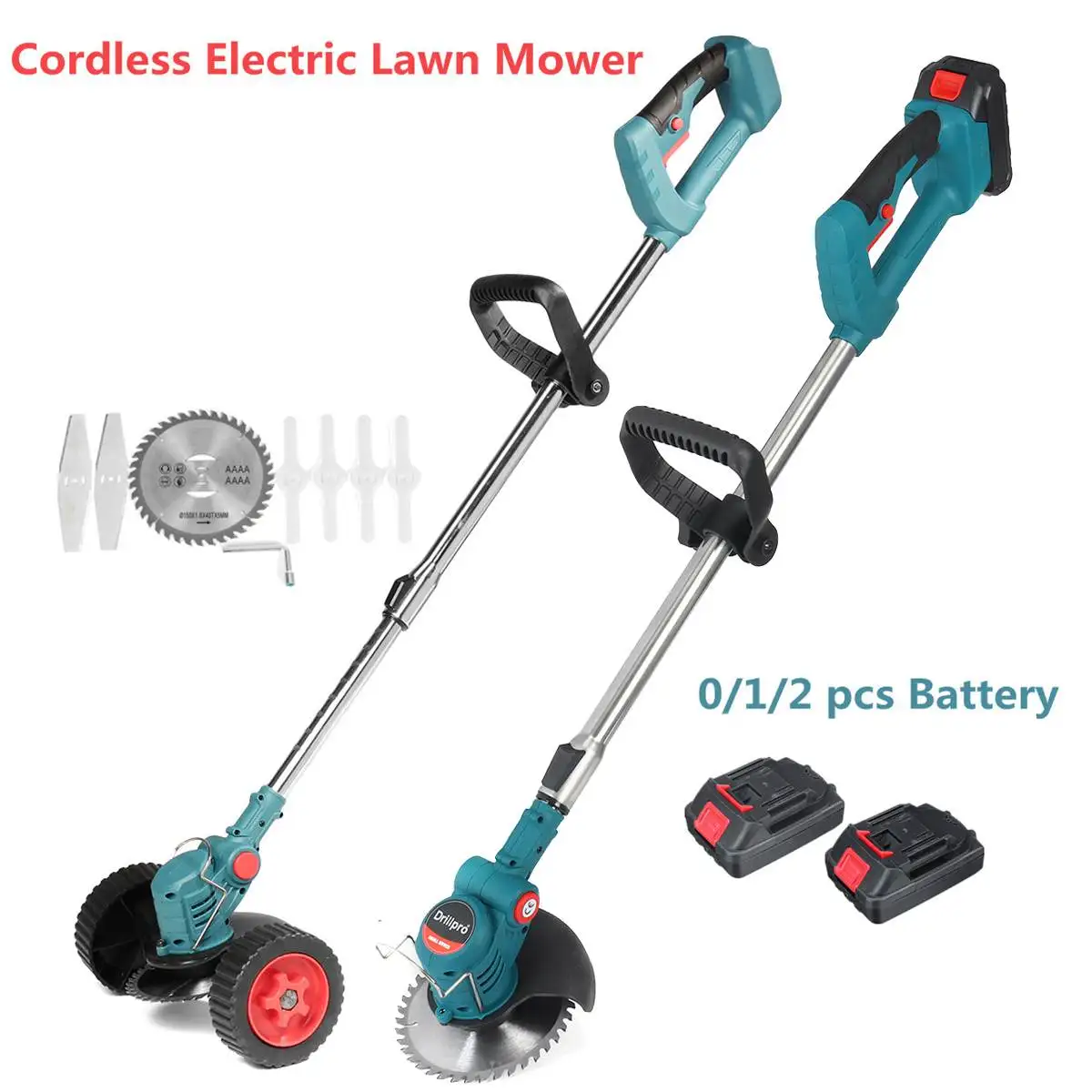[Drillpro] Electric Lawn Mower 21V Cordless Grass Trimmer Adjustable Cutter Household Garden Tools Compatible Makita 18V Battery