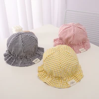 two sided baby hats spring summer bucket caps plaid floral kids boys girls sun hat