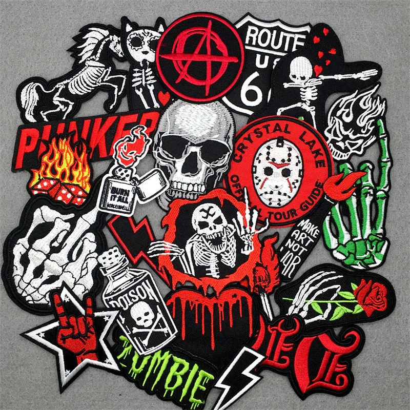 

25pcs/lot Embroidery Clothes Patches Stickers DIY Punk Iron on Patches for Clothing Appliques Jacket Jeans Stripes