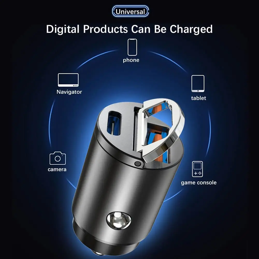 30W Mini USB C Car Charger PD QC 3.0 Super Fast Charging Adapter for iPhone 14 Pro Max 13 12 11 8 Plus Sumsung iPad Huawei phone