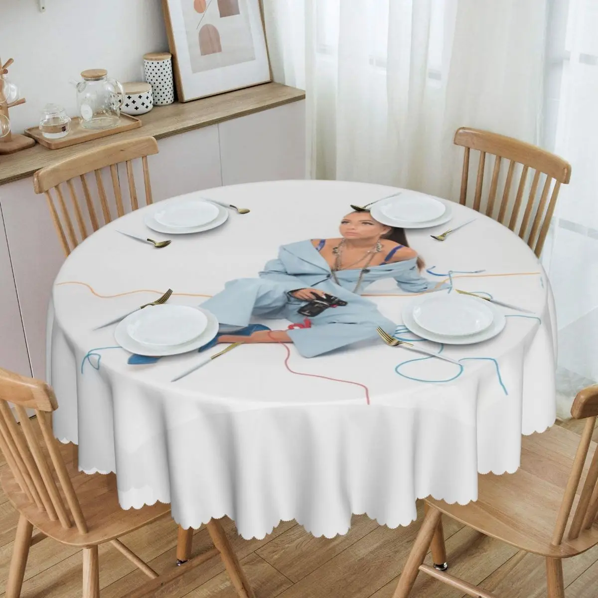 

Round Tablecloth Tablecloth 60 inches Kitchen Dinning Table Cloth Waterproof French Singer Table Covers