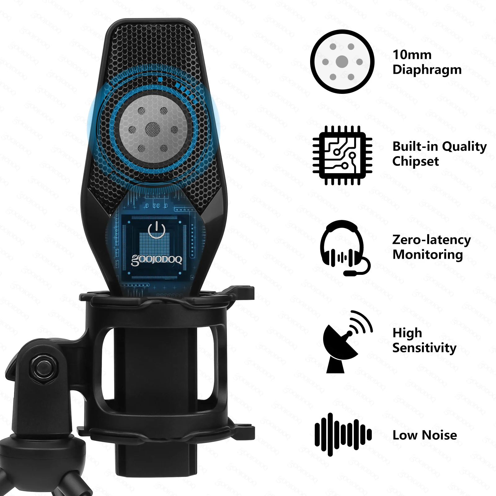 GOOJODOQ USB Microphone Condenser Mic with Tripod Stand and Pop Filter for Recording Vocals Podcasting Streaming Gaming YouTube |