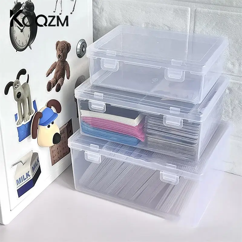 

PP Storage Box Transparent Desktop Organizer Large Capacity Stickers Pencil Box Subpackage Holder Desktop Stationery Storage Box