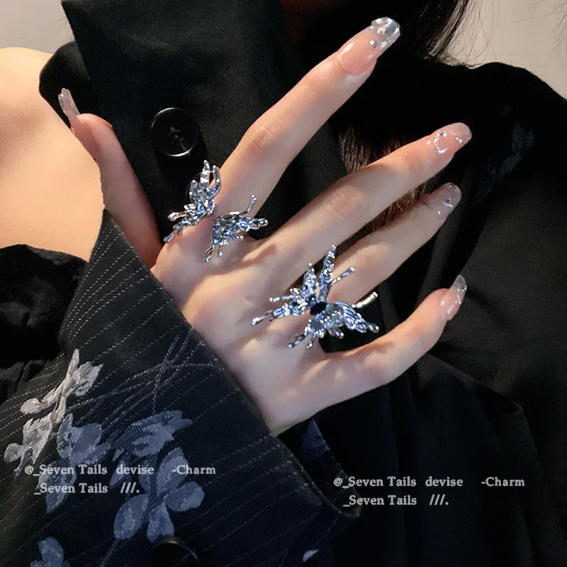 

MODOMA Vintage Butterfly Design 925 Sterling Silver Rings For Women 2022 Fashion Open Resizable Party Jewelry Aesthetic Rings