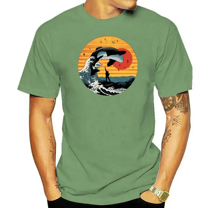 

Killer Whale Full Moon t-shirt Kanagawa Surf Orca Willy Seaworld Vintage Retro Movie Save Animal Free Willy t shirt