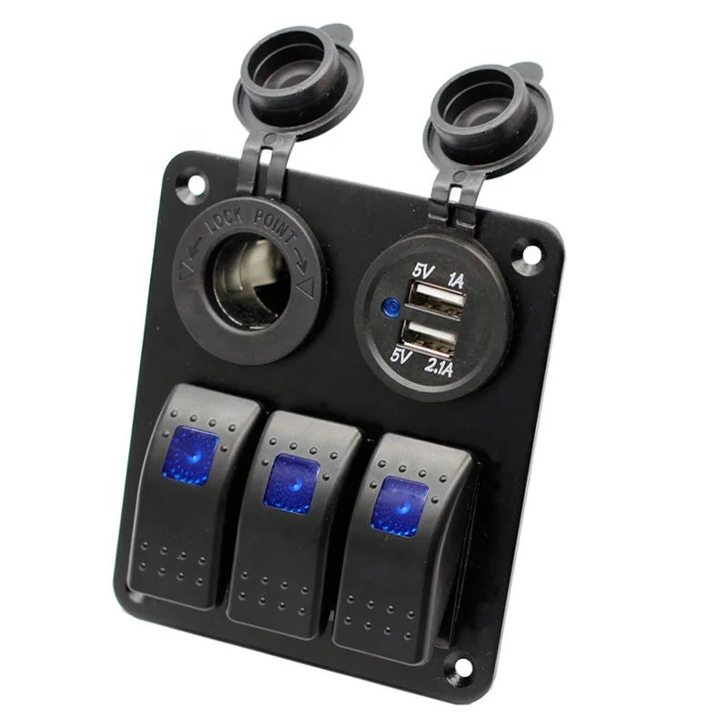 

3 Gang Switch Panel ON-OFF Toggle LED Rocker Switch