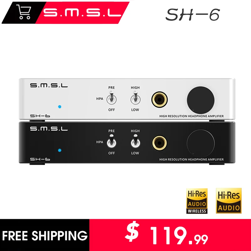 

SMSL SH-6 Headphone Amplifier 2 Step Gain settings Desktop SH6 Mini Headphone Amplifier smsl SU-6 Digital Dac