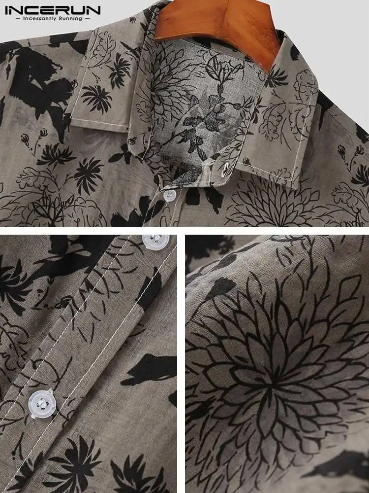 INCERUN Tops 2022 New Men's Short Sleeve Printed Shirts Fashion Male Button Up Summer Casual Holiday Vacation Lapel Shirts S-5XL