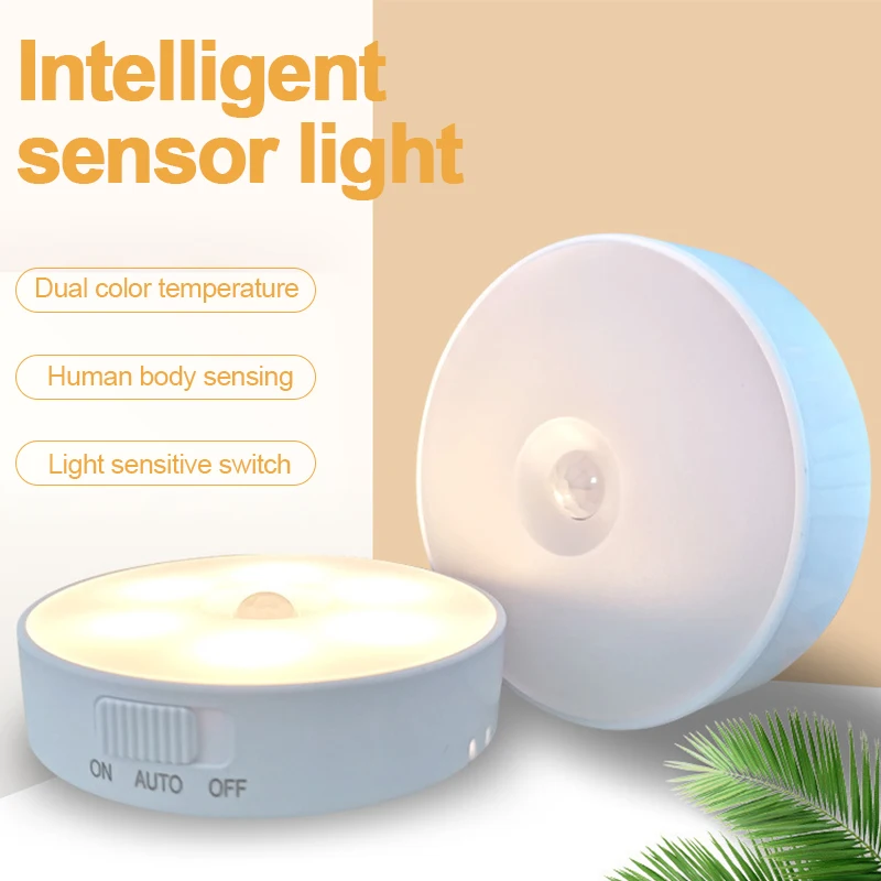 

Wireless LED NightLights Motion Sensor Light USB Rechargeable Bedroom Decor Light Wall Lamp Staircase Closet Room Aisle Light